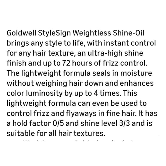 Goldwell Stylesign Weightless Shine Oil Spray, lot of 5 bottles, 1.6 oz each. - Picture 3 of 5